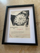 ◕ Cadre Publicité Vintage Sous Verre ◕ Montre LONGINES CONQUEST ◕ 40 X 30 cm ◕