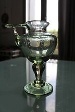 SUPERBE et rare vase signé BIOT verre bullé vert Art Français