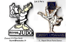 Media _ Magazine _ REVUE JUDO & JUDO Crédit Lyonnais Signé Décat _Lot 2 Pin's*