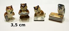 lot de 4 chouettes avec livre,figurine, bibelot, collection hibou, uil,owl   G21