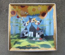 Ancien vide-poches Goebel, design Rosina Wachtmeister, trois chats et tournesol.