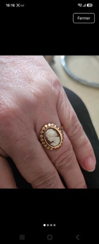 Bague camee plaque or - plaque,