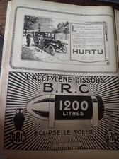 HURTU voiture légère RUEIL + phare dynamo BRC pub papier ILLUSTRATION 1921 col