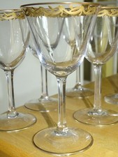 6 ANCIENS VERRES APERITIF CRISTAL DORURE PEINT A LA MAIN STYLE ST LOUIS 12,5 cm