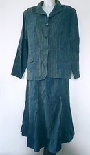 Ensemble Tailleur Jupe midi vintage rayures et broderie floral 46/48