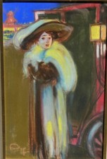 Parisienne sortant du Moulin Rouge par Louis Fortuney 1878-1950