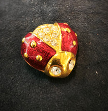 Broche Vintage Américaine Années 70 En Forme De Coccinelle Émail Rouge Vtg