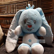 LB/Doudou Peluche Lapin bleu grande oreille 30cm Auchan bruit papier froissé TBE