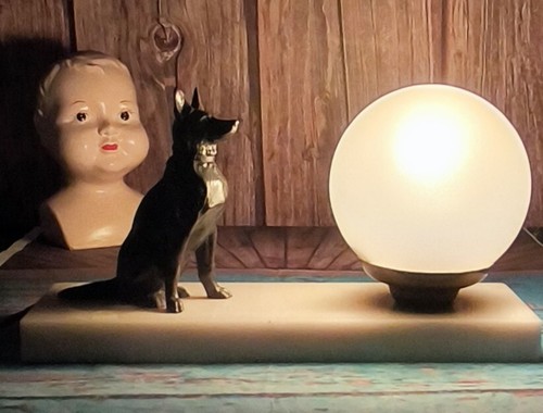 Lampe art déco chien globe - lampe,