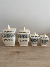 4 POTS A CONDIMENTS EPICES LONGCHAMP MODELE TREILLAGE SUCRE FARINE POIVRE EPICES