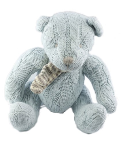 Doudou peluche ours bleu - , cm