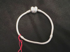 Bracelet maille serpent fermoir coeur argent 925 authentique PANDORA neuf (1)