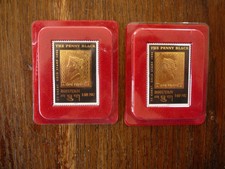 2 Timbres Or 22K Penny Black