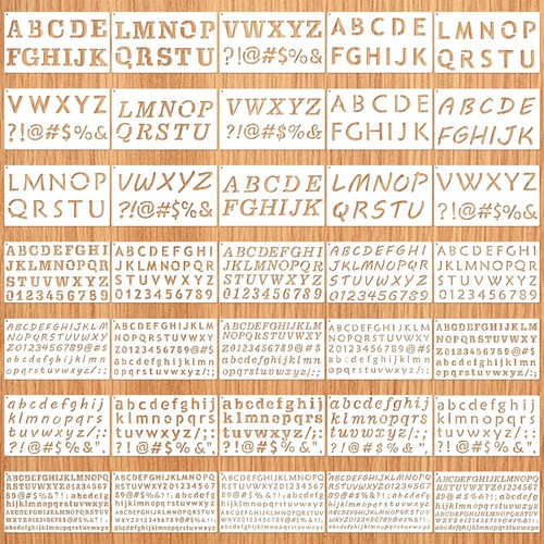 35pcs pochoir lettres 1 - de, 1/3