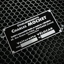 Plaque constructeur Mochet Voiturette Vélocar AV 1950