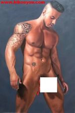 tableau peinture érotique huile sur toile homme nu intégrale / gay male painting