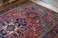 Heriz Serapi geometric rug authentic hand knotted