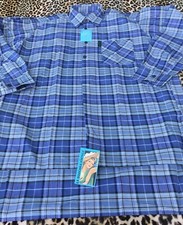 FRENCH 1950s MEN LONG WORK SHIRT~PURPLE PLAID COTTON~MADE IN FRANCE~NEW & TAG~XL