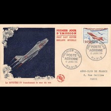 FDC - AVION, 100 F Mystère IV, oblit stand Paris 16/1/54 RARE