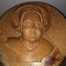 Ancienne sculpture bois buste - sculpture,