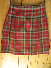 Jupe droite courte 2 fentes avant laine écossaise vintage (1980) "principles"