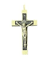 ANCIEN PENDENTIF CRUCIFIX ETAIN ? JESUS SACRÉ CŒUR VIERGE MARIE