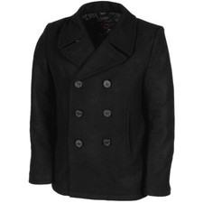 Caban US Navy noir pee coat deck jacket manteau laine