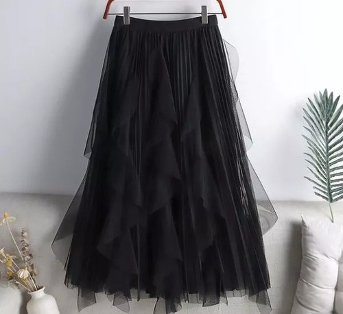 Jupe long tulle noir - jupe,