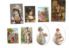 15 Anciens Chromos découpis  H 10 cms  au + Victorian scrap personnages d'antan