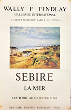 GASTON SEBIRE - AFFICHE ORIGINALE EXPOSITION - LA MER - WALLY FINDLAY - 1971