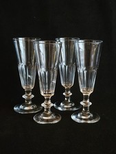 4 Anciennes Flûtes A Champagne En Cristal Taillé Baccarat Canton XIXème Siècle