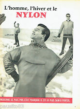 PUBLICITE ADVERTISING 086  1958  Anorak fuseau  ski homme Elastis Nylon