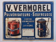 Ancienne affiche publicitaire Pulvérisateur & Soufreuse Vigne VERMOREL vignoble