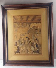 Ancien grand tableau en marqueterie, Gérard Ricatte, Moselle