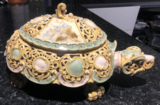 RARE  GRAND VIDE POCHE ZOOMORPHE TORTUE PORCELAINE  ZSOLNAY PECS  XXeme siecle