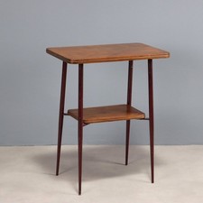 Table Ronde Vintage Design Bois Double Plateau Années 1960 Originale