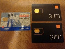 3 Cartes SIM GSM Mobicartes France Télécom itineris Bosh Orange Non Découpée TB