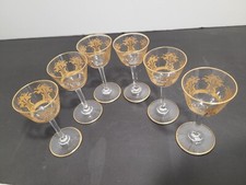 6 verres cristal liqueur taillé gravé dorure or Baccarat ou Saint Louis H 8.8 cm