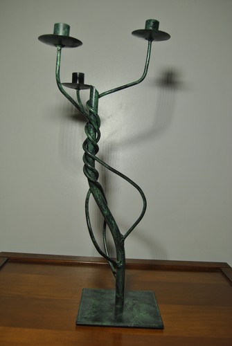 Chandelier métal patiné - , vert