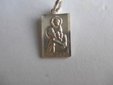 Pendentif plaque Saint Christophe en argent massif 