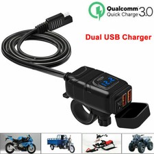 Double Imperméable USB Port Moto Chargeur Prise Noir Puissance Adaptateur