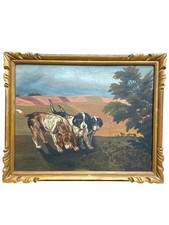 Tableau Ancien Trois Chiens En