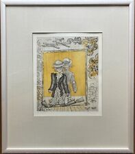 Estampe 2 Clowns Marionnettes Aquatinte Hecht Avec Cadre Hamburg