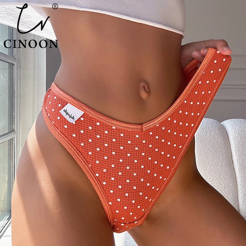 String coton pois taille basse - string,