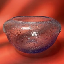 BIOT : Coupe à sangria en verre bullé bleu pale diamètre ~ 24 cm