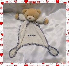 Doudou Plat Ours Beige Blanc