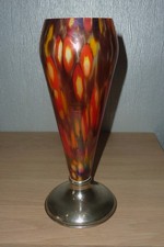 Vase ancien verre irisé feu
