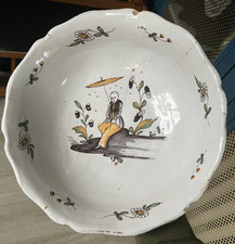 Ancien Saladier Jatte Faïence Nevers Chinois Parapluie XVIII-XIXéme ?