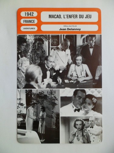 Carte fiche cinema 1942 - carte, macao