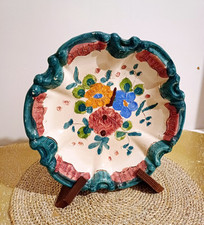 Assiette Vintage en Terre Cuite – Décor Floral 🌿🎨 - Italy - Peint à la Main